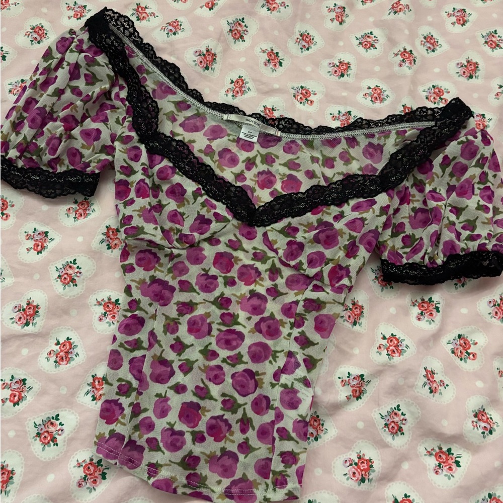 Kimchi Blue Purple Floral Lace Top